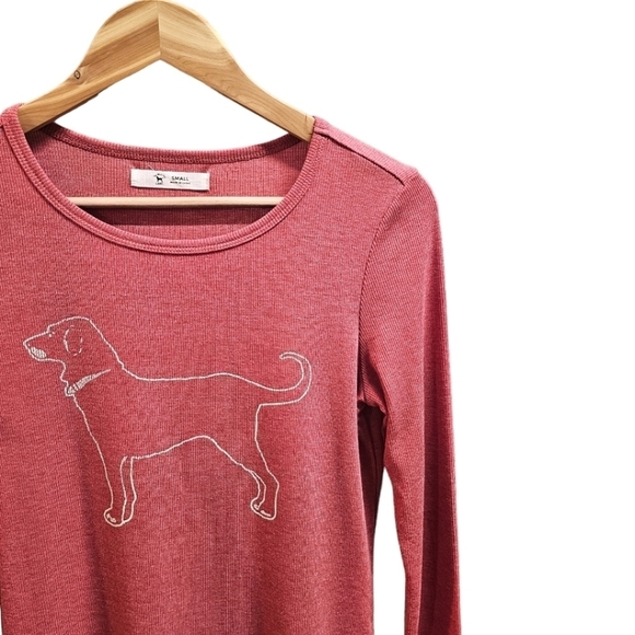 The Black Dog Classic Long Sleeve Shirt Size Small Stretch Pink Casual Ribbed - Picture 4 of 7